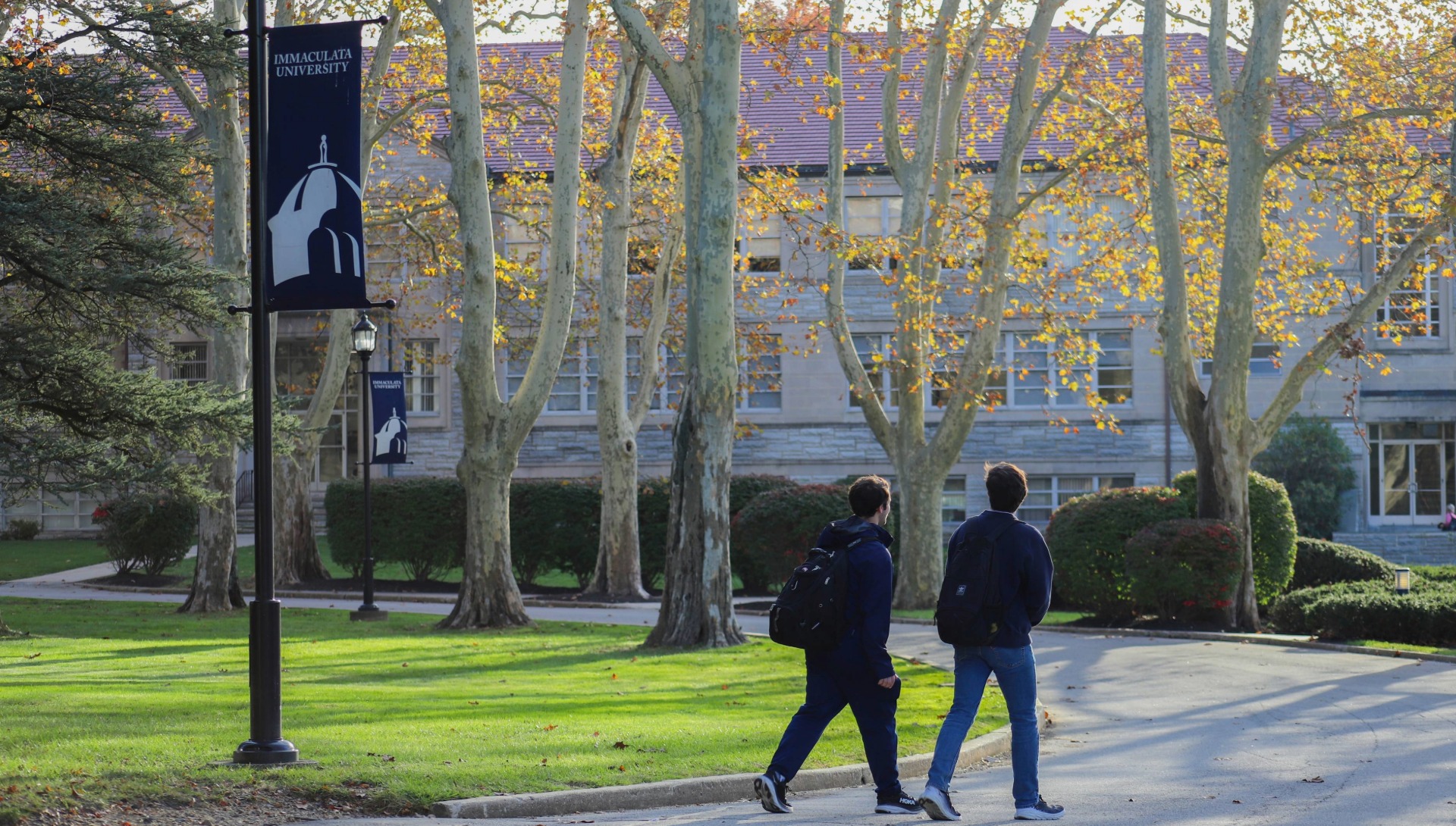 Students walking on campus